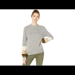 Drew Mock Neck Sweater w/ Sleeve Stripes
